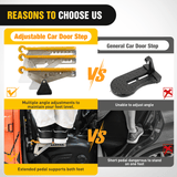 Mounting Accessory Car Door Step Universal Aluminum Latch Step for Car Roof Access Portable Folding Car Door Latch Hook Step Multi-Adjustable Both Feet Stand Pedal Max Load 500 Lbs for Truck Suv Vehicles, Yellow