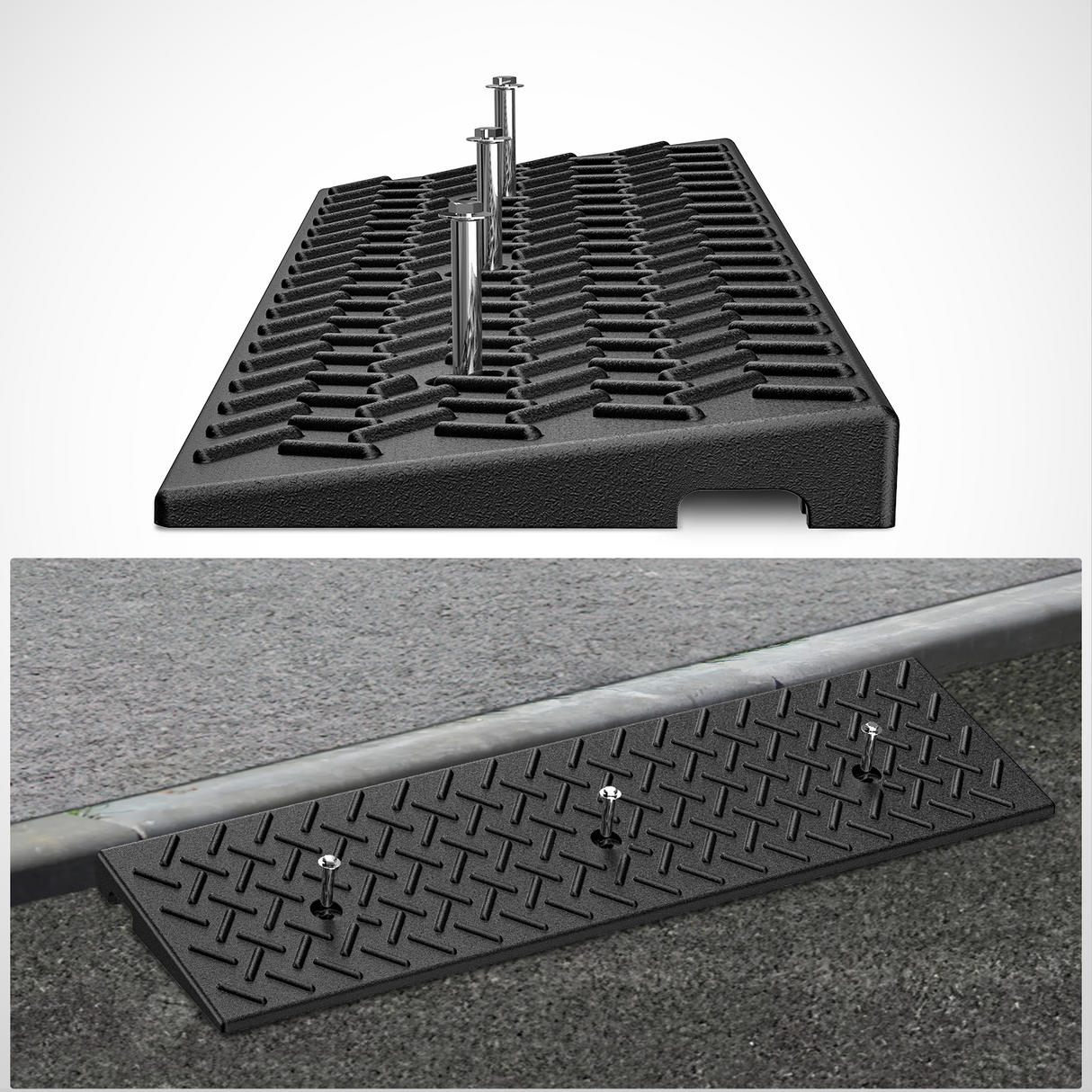 Nilight 1.6Inch Rise Curb Ramps, Heavy Duty Rubber Driveway Threshold Shed Ramp for Sidewalk Cars Lawn Mower Wheelchairs Motorcycles, 3300lbs Load Capacity