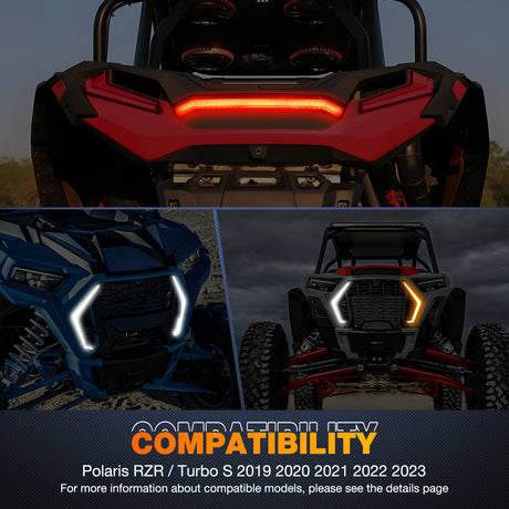 Nilight Turn Signal Fang Lights Rear Center Tail Light Kit Assembly Compatible with Polaris RZR XP 1000 Turbo Accessories 2019 2020 2021 2022 2023