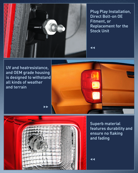 Nilight Taillight Assembly Compatible with Ford Ranger XL 2019 2020 2021 2022 2023 Rear Tail Light Lamp Replacement OE Style LED and halogen bulbs Driver Side