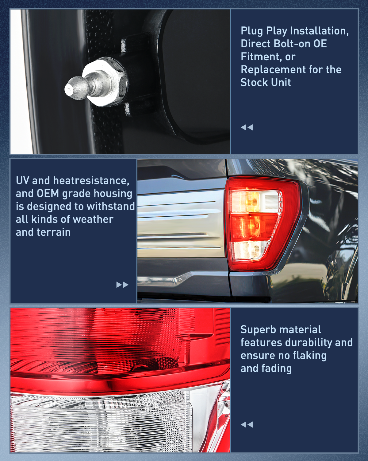 Nilight Taillight Assembly Compatible with 2021 2022 2023 Ford F150 XL Non Blind Spot Tail Light Model Rear Lamp Replacement OE Style halogen bulbs Passenger Side