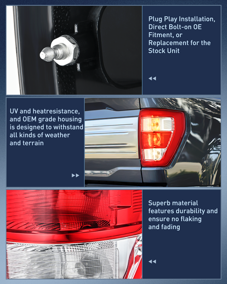 Nilight Taillight Assembly Compatible with 2021 2022 2023 Ford F150 XL Non Blind Spot Tail Light Model Rear Lamp Replacement OE Style halogen bulbs Passenger Side