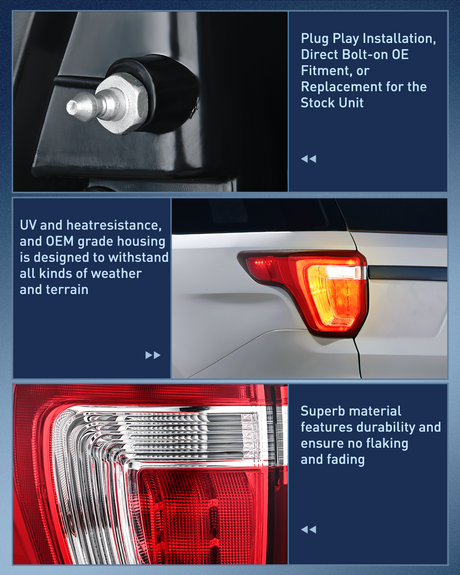 Nilight Taillight Assembly Compatible with 2016 2017 2018 2019 Ford Explorer Rear Lamp Replacement OE Style LED and halogen bulbs Driver Side