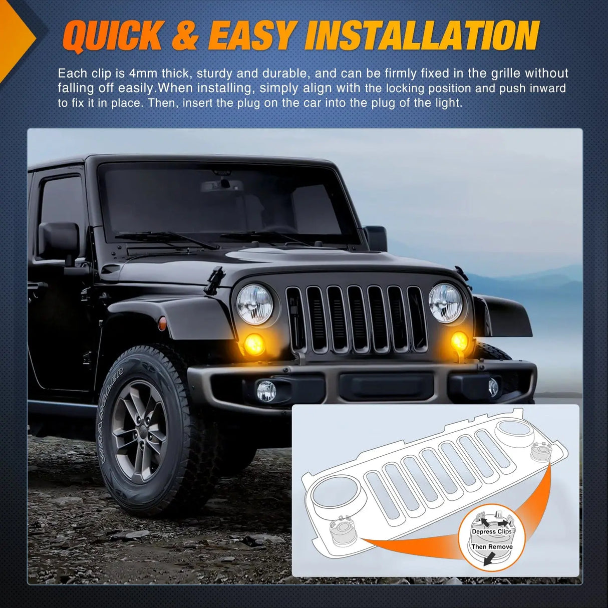 Side Marker Clearance Lights ÇÖȨ 2007-2017 Jeep Wrangler JK JKU Front 8LED Smoked Lens Amber Turn Signals Light