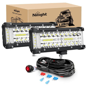 7 Inch 132W Side Shooter Triple Row Spot Flood LED Light Bars (Pair)