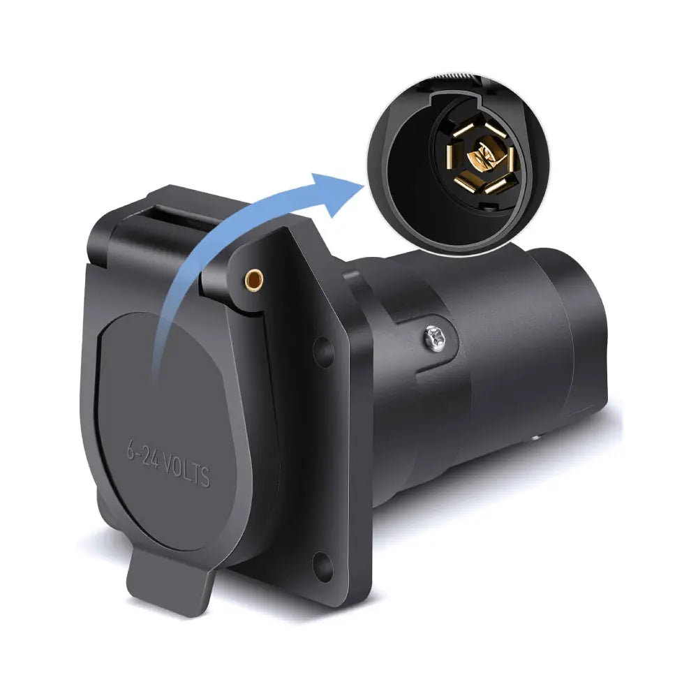 cigarette lighter trailer lights Nilight 7 Pin Male Trailer Round RV Blade Connector Socket 7 Pole Trailer Plug Heavy Duty 7 Way Vehicle Side Replacement Plug Socket 6-24V for Trailer