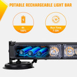 12LED Wireless Red White Blue Strobe Light 14 Inch Magnetic Mount 12V | Rooftop Rechargeable Portable Mini Light Bar Hazard Flash for Car Truck Trailer Snow Plow Construction 20 Flashing Modes