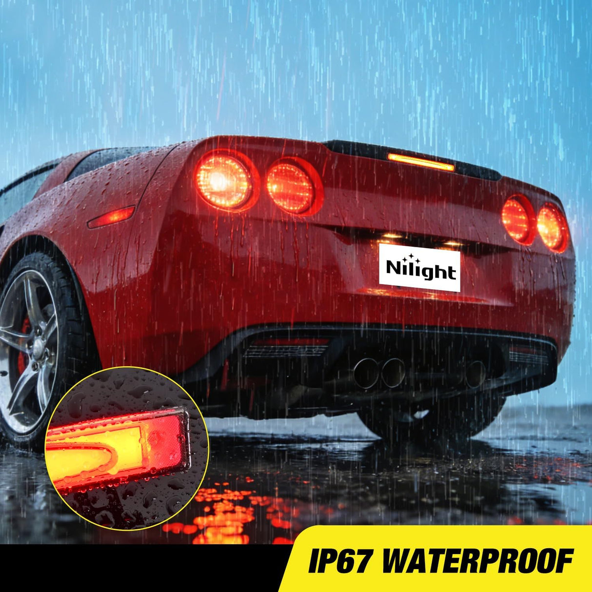 Third Brake Light for Chevy Corvette C6 2005-2013, Smoked Lens | for Chevy Corvette C6 2005 2006 2007 2008 2009 2010 2011 2012 2013, High Mount 3rd Stop Car Rear Center Cab LED Lamp