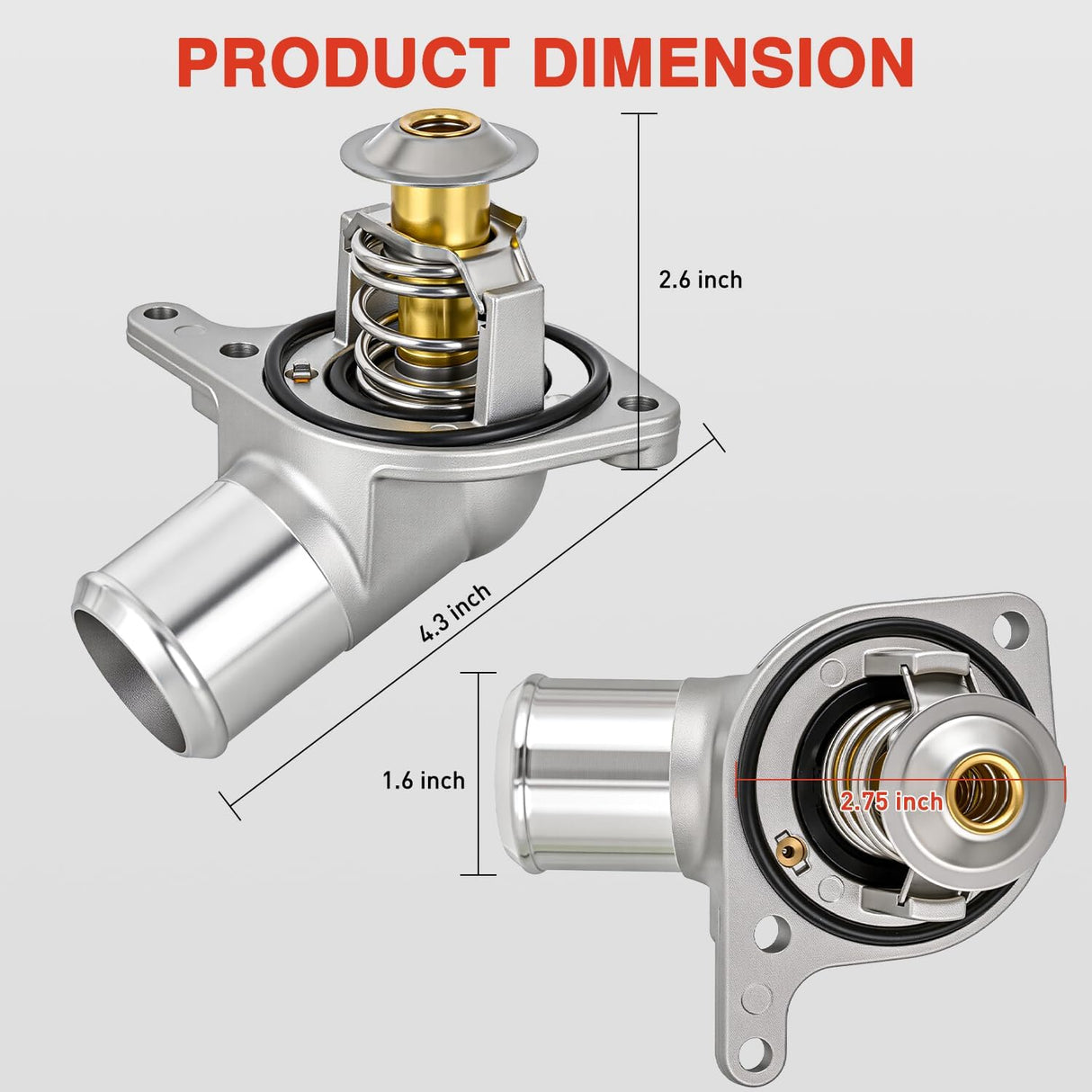 Aluminium Thermostat Housing Assembly Fit for Chevy Silverado Suburban Tahoe Cadillac CTS Buick Rainier GMC Sierra Yukon H2 Engine Coolant Thermostat Housing 15-11057 12600172 1510412 12571261