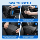 Center Console Cover for Jeep Wrangler JL Gladiator JT 2018-2026 | Nappa Leather Armrest Cover for Car with Storage Pocket Waterproof Center Console Pad Anti-Scratch Arm Rest Box Cover, Black