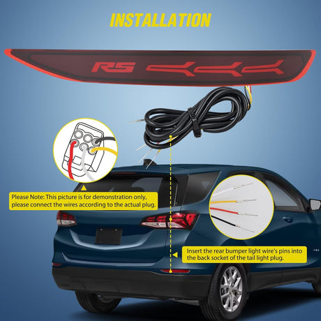 Rear Bumper Tail Light Compatible with 2017 2018 2019 2020 2021 2022 Chevy Equinox Red Lens LED Reflector Rear Bumper Lamps Brake Turn Signal Sequential Flashing Driving Taillights Replacement