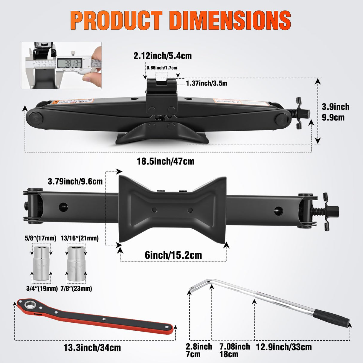 Scissor Jack Kit for Car 2 Ton(4409 lbs), Heavy Duty Portable Steel Scissor Lift Jack Car Tire Changing Kit with Ratchet & Lug Wrench for Sedan SUV MPV, 3.9 Inch-15.7 Inch Lifting Range, Black