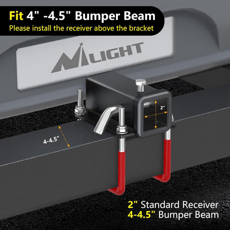 2 Inch RV Bumper Hitch Receiver with Hitch Pin Fits 4-4.5 Inch Beam, 200Lbs Tongue Weight Capacity Adapter, Travel Trailer Rear Bumper, Fit for Camper Bike Racks Cargo Carrier Car