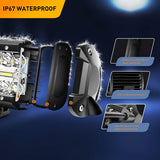 20Inch 420W Triple Row Led Light Bar Spot Flood Combo Driving Lighting Mounting Bracket Horizontal Bar Tube Working Light with 16AWG Wiring Harness for Truck Golf Cart Boat