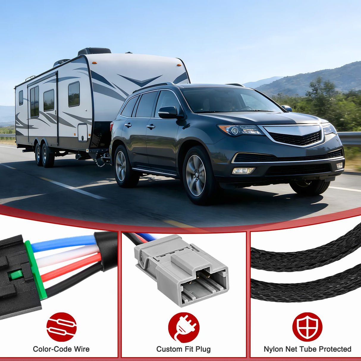 Wiring Harness Kit Brake Controller Wiring Harness Adapter for Honda Pilot 2009-2022 Ridgeline 2006-2020 Acura MDX 2007-2012 Factory Towing Package Required Towing Hitch Trailer RV