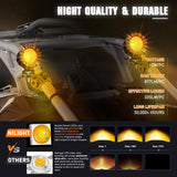 Amber LED Light Pods 2 PCS 3 Inch Flood Round Offroad Driving Auxiliary Fog Lights Built-in EMC w/18AWG DT Wiring Harness Kit for Motorcycle SUV ATV Truck Boat