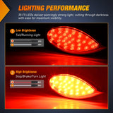 Trailer Tail Lights 2PCS 5.9Inch Teardrop 35LED Red Chrome | Bezel Marker Clearance Stop Brake Turn Signal Running Taillights IP67 Waterproof for Trailer Truck Pickup Camper RV
