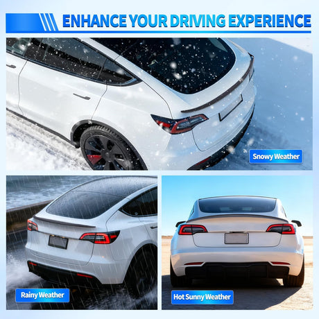 Spoiler Fit for Tesla Model Y 2020 2021 2022 2023 2024 Spoilers for Cars Rear Spoiler Wing Sporty Rear Trunk Lip Exterior Accessories Easy No-Drill Installation ABS Carbon Fiber Pattern