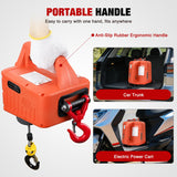 3-in-1 Electric Hoist Winch, 1100LBS 1500W Portable Power Winch Crane with Manual Wired Wireless Remote Control, 110V Electric Hoist 25FT Lifting Height for Garage Warehouses Factories, Orange