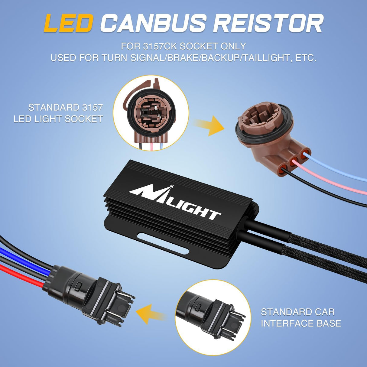 3157B CK LED CANbus Decoder, Anti-Flickering Harness Load Resistor Kit Turn Signal Error Warning Canceller, Pack of 2