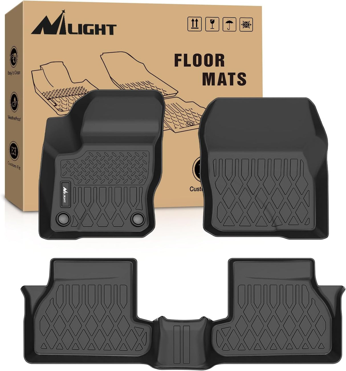 TPE Floor Mats for Ford Focus 2012 2013 2014 2015 2016 2017 2018, All Weather Custom Fit Heavy Duty Floor Liners