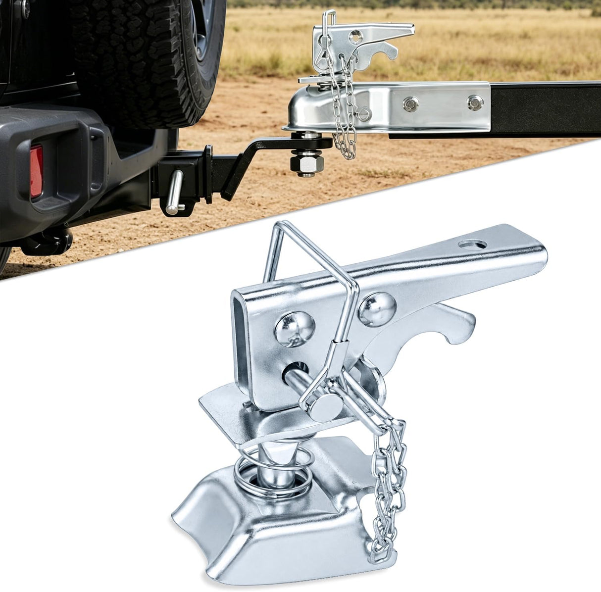 2 Inch Trailer Coupler Repair Kit with Chain 3500 lb Capacity | Fit for Nilight Straight Trailer Coupler 2 Inch 2.5 Inch 3 Inch Channels