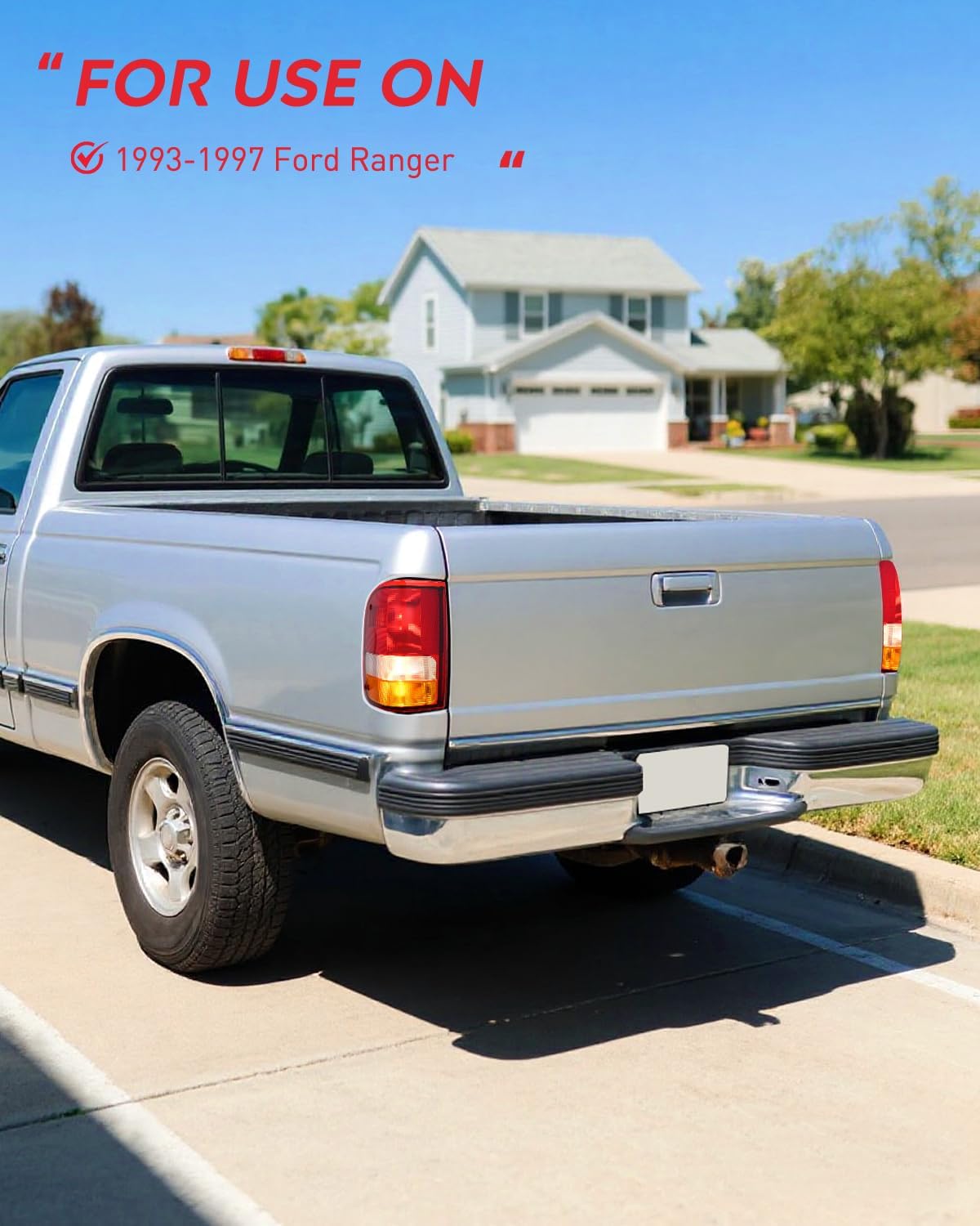Taillight Assembly Compatible with 1993 1994 1995 1996 1997 Ford Ranger Red Clear Tail Light OE Style Rear Lamp Replacement Driver and Passenger Side
