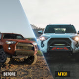 Bull Bar with Light Bar&License Plate Hole Compatible with Toyota 4Runner 2010-2024 Truck Brush Guard, Front Bumper Push Bar w/Grille Skid Plate Light Mount