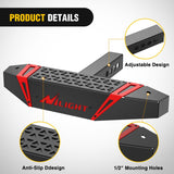 Hitch Step with Whip Mount Holes 2 Inch Receiver for Trucks SUV Car Van | Upgraded Textured Black Anti-Slip Step Bar Rear Bumper Guard Protector Includes Hitch Lock & U-Bolts Universal Fit