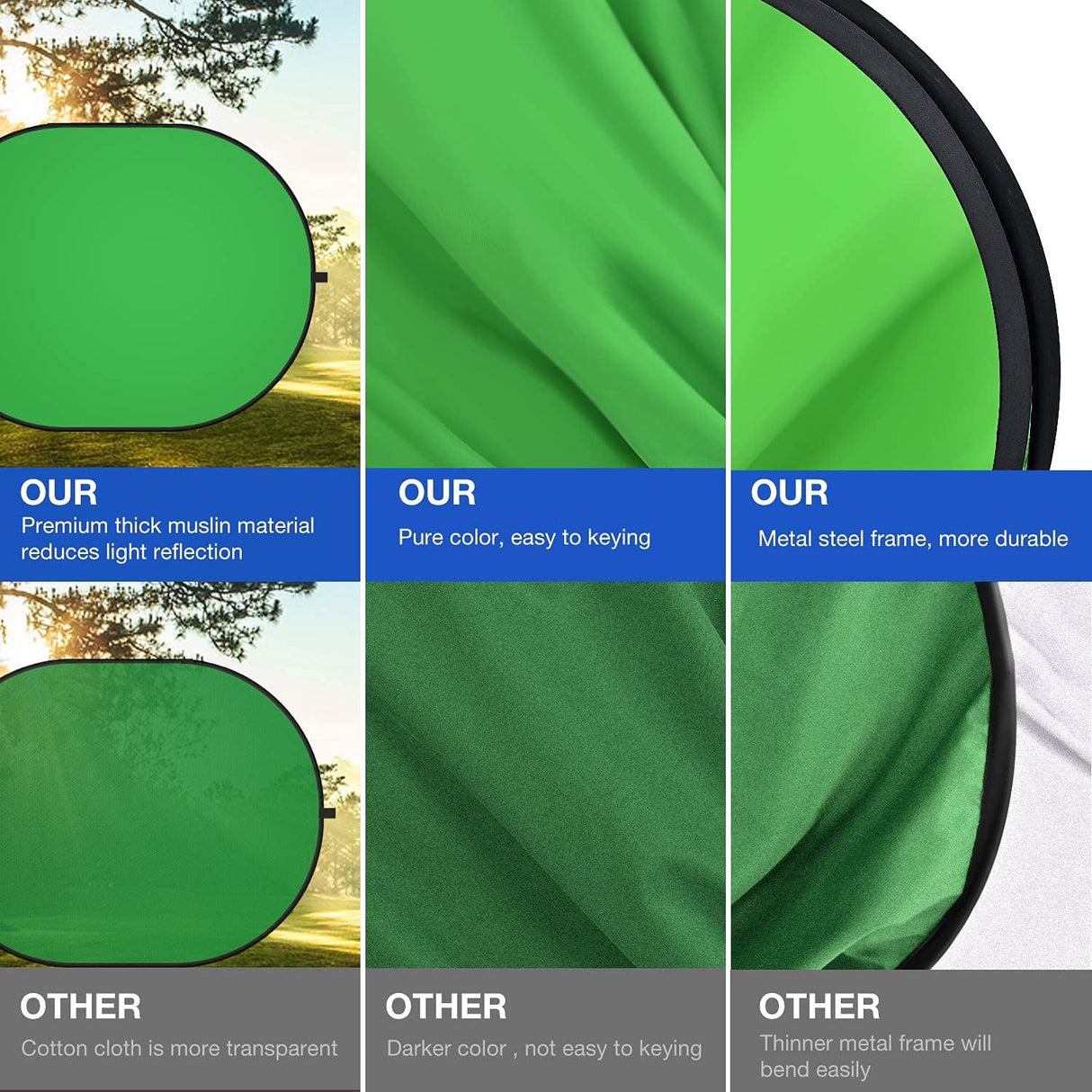 Nilight 5ft x 6.5ft Chromakey Backdrop, 2-in-1 Background Screen Green and Blue Screen, Foldable Backdrop for Photography, Gaming and Live Streaming