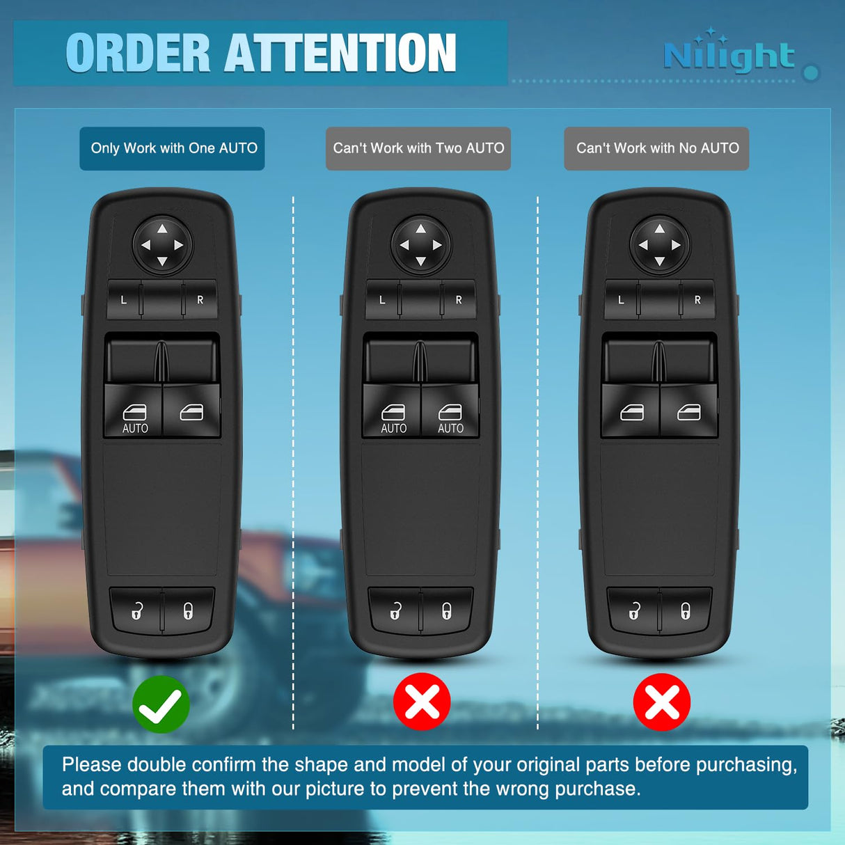 Driver Power Window Switch for 2012-2016 Chrysler Town & Country | for 2013 2014 2015 2016 2017 2018 2019 2020 Dodge Grand Caravan 68110870AB 68298870AA WIndow Switch Replacement