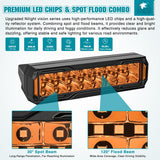 6 Inch LED Light Bar 2PCS 50W Amber Spot Flood Combo Lamps | Off Road Driving Work Fog Lights IP67 Waterproof for Truck Pickup SUV ATV UTV Boat Motorcycle 4x4 Car