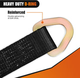 2 Inch x 38 Inch Axle Tie Down Straps with D-Rings & Protective Sleeves | 11,127 LBS Break Strength for Car Haulers Engine Hoists Trucks Trailers and UTVs 4 Pack Black