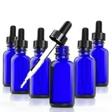 CL65319 Cobalt Blue Glass Bottles 1-oz for Essential Oils with Glass Eye Dropper And Rubber Bulb - 6 pack
