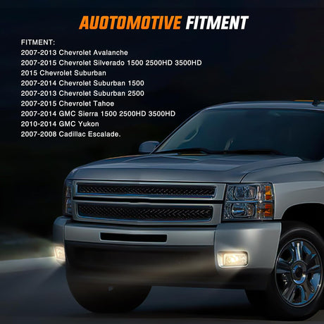 Fog Lights Assembly Compatible with 2007 2008 2009 2010 2011 2012 2013 2014 2015 Chevrolet Silverado Avalanche Tahoe Suburban GMC Sierra Yukon Cadillac Escalade smoke Lens