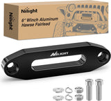 Winch Fairlead Aluminum Hawse Fairlead 6 Inch (152 mm) Hole Spacing with Mounting Hardware Winch Hawse Fairlead for Synthetic Rope 3500-6500 LBS Trailer Truck Winch Accessory Anodized Black