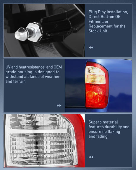Taillight Assembly Compatible with 2004 2005 2006 Toyota Tundra 4 Door Double Cab and Crew Cab Tail Light OE Style Rear Lamp Replacement Passenger Side