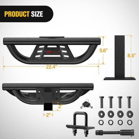 Universal Hitch Step Textured Black Drop Trailer Hitch Step Fit 2 Inch Receiver with Hitch Lock Stabilizer Towing Bar Rear Bumper Guard Rated up to 350 Lbs for Pickups Trucks Vans SUVs ATVs