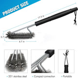 BBQ Grill Brush By GRILL CHIEF - 18 Inch - 3 Stainless Steel Brushes in 1 - Best Barbecue Cleaner Tools Accessories - Outdoor Kitchen Wire Bristles Cleaning Grates Parts Set to Handle Weber, Charbroil, Gas, Electric, Porcelain, Infrared Grills
