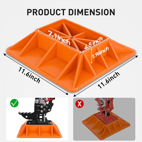 Off-Road Jack Base, Farm Jack Base Stand Plate Recovery Accessories,11.5 Inch x 11.5 Inch, Orange
