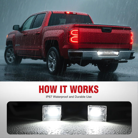 License Plate Lights Compatible with 2014 2015 2016 2017 2018 2019 2020 2021 2022 2023 Chevy Silverado 1500 GMC Sierra 1500 2015-2022 Chevy Colorado with Black housing 6000K White 2PCS Pack