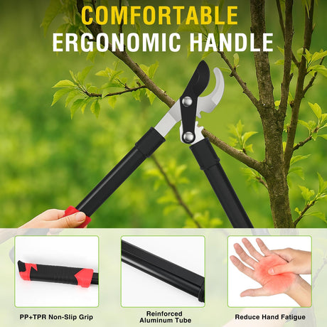 19 Inch Loppers Heavy Duty Branch Cutter Sharp Steel Blade Tree Trimmer up to 1 Inch Diameter Cut Capacity Powerful Gear Action Lightweight Bypass Loppers Tools for Tree Trimming Garden Maintenance