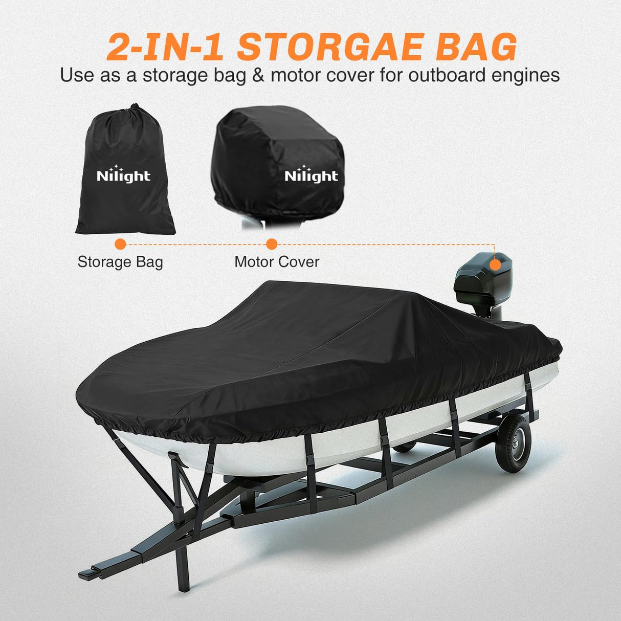 800D Heavy Duty Boat Cover 17ft-19ft | Fits boats with beam width up to 96in (Narrow Jon Boats & Fishing Boats), Marine Grade All-Weather proof Trailerable Cover