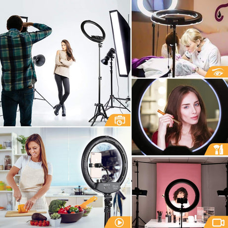 Ring Light with Tripod Stand, 14 Inch LED Ringlight Kit with Phone Holder Adjustable Color Temperature Circle Lighting, Led Photo Beauty Ring Lights for Camera for Vlog, Makeup, Video Shooting
