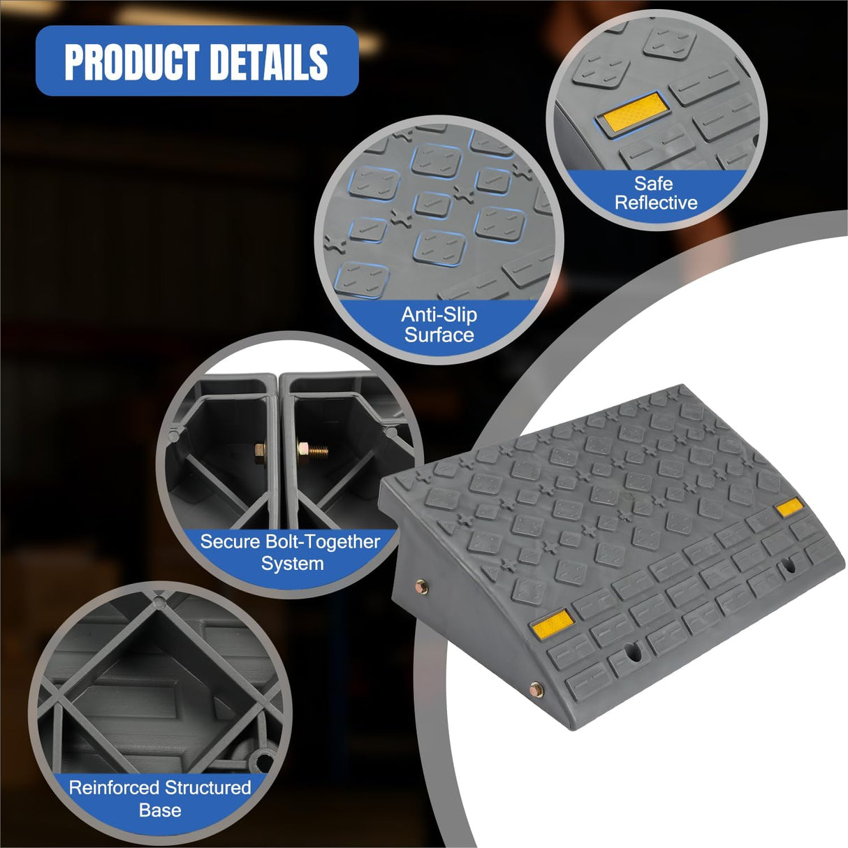 Curb Ramps 2 Pack, 5.9 inch Rise Durable Plastic Threshold Driveway Step Ramp for Scooter, Bikes, Motorcycle, Dolly, Lawn Mower