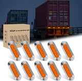 10PCS Amber Oval Side Marker Lights 4 LED 3.7 Inch Clearance Lamp IP68 Waterproof DC 12-24V with Chrome Bezel Universal for Car Auto Truck Bus Trailer Boat Deck