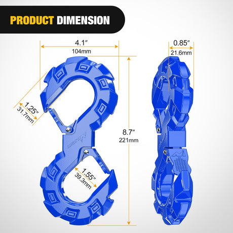 Quick Release S-Tow Shackle Hook – Heavy Duty Off-Road Recovery Hook, Fits Winch Rope & Recovery Strap, 11,000 LBS Working Load, for Jeep, SUV, ATV, Trailers, Blue