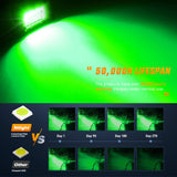 4 Inch LED Light Pods Green Triple Row 2PCS 60W Flood Spot Combo Off Road Driving Fog Fishing Hunting Emergency Safety Signal Deck Trailer Lighting for UTV Pick-up Van Boat Tractor