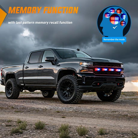4PCS 24LED Emergency Strobe lights 12V 24V Red Blue Surface Mount Grille Hazard Safety Warning Light Sync Feature Side Flashing Marker Flash for Car Truck Campers