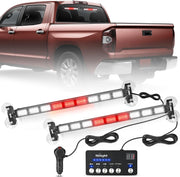 162 LED Traffic Advisor Strobe Light Bar 2-in-1 Red White Emergency Warning Hazard Lights with Controller 4 Switchable Color 36 Flash Pattern for Trucks Cars Tow Plow Construction Vehicles